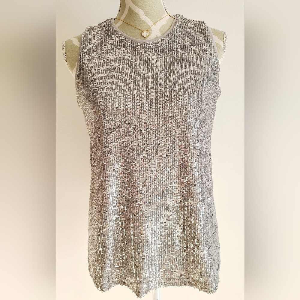 Silver Sequin Sleeveless Top